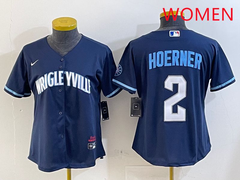 Women Chicago Cubs #2 Hoerner Blue City Edition Game 2025 Nike MLB Jersey style 1